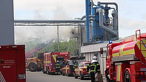 Fem tons savsmuld i brand i Nørre Nebel